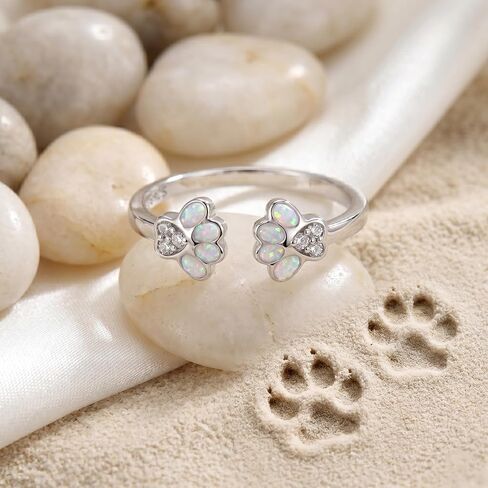 Diamond Paw Ring 925 Sterling Silver Paw Print Ring with Lab Grown Diamond Jewelry Gifts for Women in Kuwait