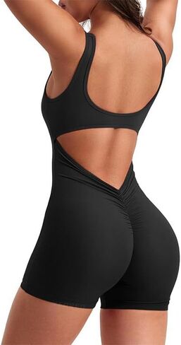 Yoga Bodysuit for Women Backless Hollow Out Back Sports Fitness Jumpsuit Tight Athletic One Piece Sleeveless Unitard in Kuwait