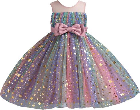 Princess Dress Flower Girl Tulle Ball Gown Bowknot Embroidered Sequin Formal Dress for Birthday Wedding Pageant Party in Saudi Arabia