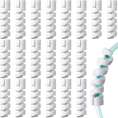 PAGOW 20pcs Oxygen Tube Support Crimp Straightener, Retractable Oxygen Tubing Accessories for Portable Oxygen Concentrator, Oxygen Hose Wrapping Tubing Reels for Nasal Cannula - White in Kuwait