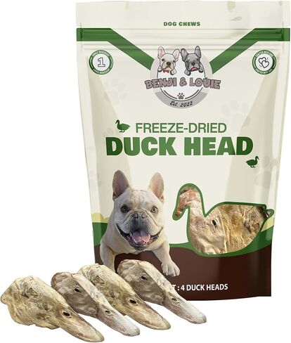 Benji & Louie Freeze Dried Duck Head - Whole Duck Head - Natural Healthy Dog Chews, Single Ingredient, 4.5 oz, 3 Count in Saudi Arabia