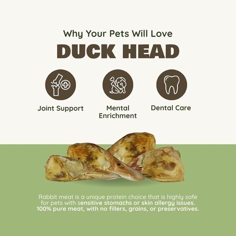 Benji & Louie Freeze Dried Duck Head - Whole Duck Head - Natural Healthy Dog Chews, Single Ingredient, 4.5 oz, 3 Count in Saudi Arabia