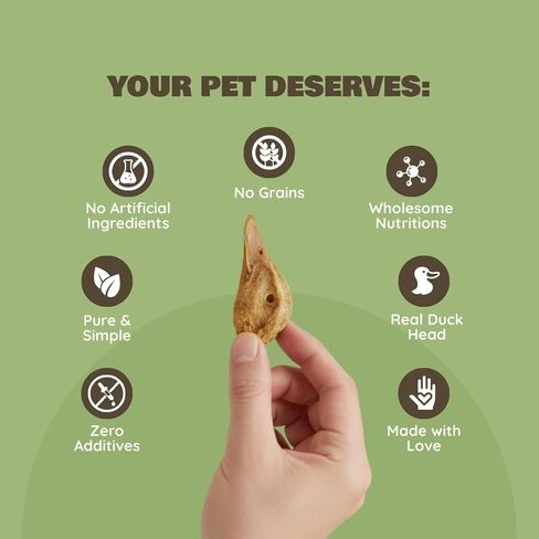 Benji & Louie Freeze Dried Duck Head - Whole Duck Head - Natural Healthy Dog Chews, Single Ingredient, 4.5 oz, 3 Count in Saudi Arabia