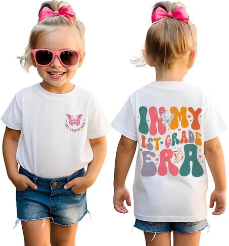 GLIGLITTR First Day of School Shirt Kids Girls in My 1st 2nd 3rd Grade Era T-Shirt Back to School Outfit Cute Graphic Tee Top in Kuwait