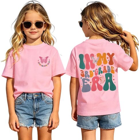 GLIGLITTR First Day of School Shirt Kids Girls in My 1st 2nd 3rd Grade Era T-Shirt Back to School Outfit Cute Graphic Tee Top in Kuwait