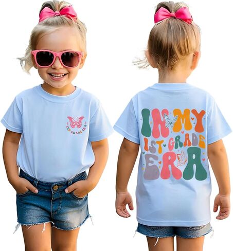 GLIGLITTR First Day of School Shirt Kids Girls in My 1st 2nd 3rd Grade Era T-Shirt Back to School Outfit Cute Graphic Tee Top in Kuwait