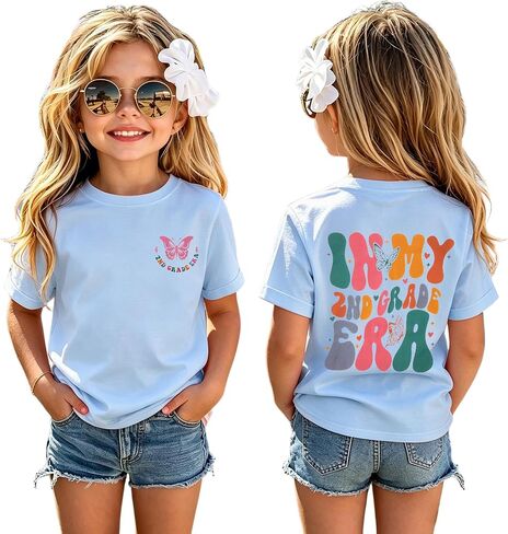 GLIGLITTR First Day of School Shirt Kids Girls in My 1st 2nd 3rd Grade Era T-Shirt Back to School Outfit Cute Graphic Tee Top in Kuwait