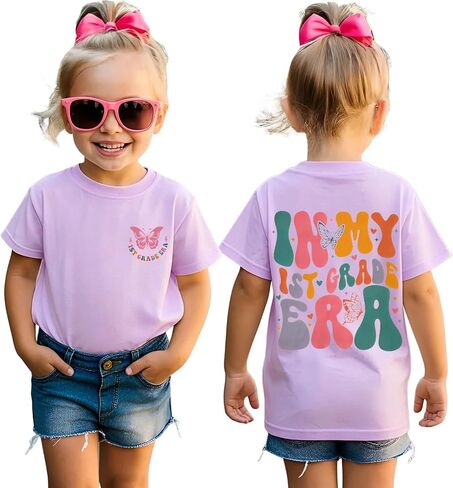 GLIGLITTR First Day of School Shirt Kids Girls in My 1st 2nd 3rd Grade Era T-Shirt Back to School Outfit Cute Graphic Tee Top in Kuwait