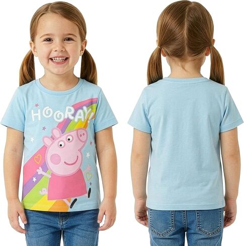 تي شيرت للفتيات من Peppa Pig، مجموعة مكونة من 3 قمصان للأطفال، ملابس صيفية للفتيات من Peppa وGeorge & Evie in Kuwait