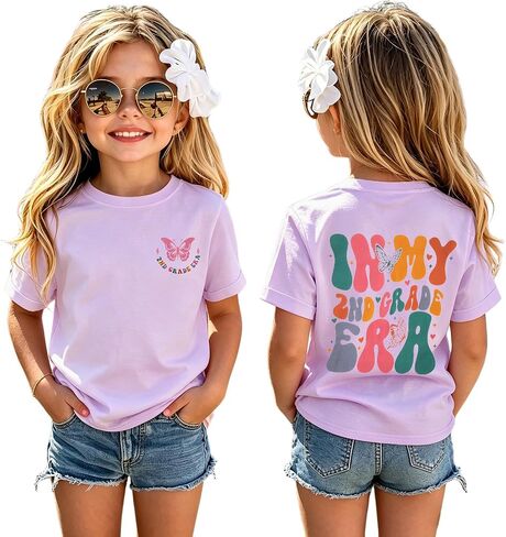 GLIGLITTR First Day of School Shirt Kids Girls in My 1st 2nd 3rd Grade Era T-Shirt Back to School Outfit Cute Graphic Tee Top in Kuwait