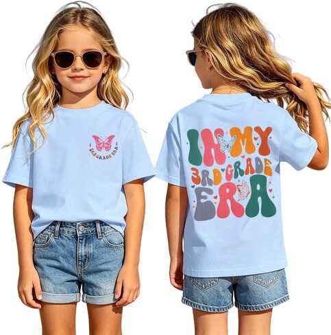 GLIGLITTR First Day of School Shirt Kids Girls in My 1st 2nd 3rd Grade Era T-Shirt Back to School Outfit Cute Graphic Tee Top in Kuwait