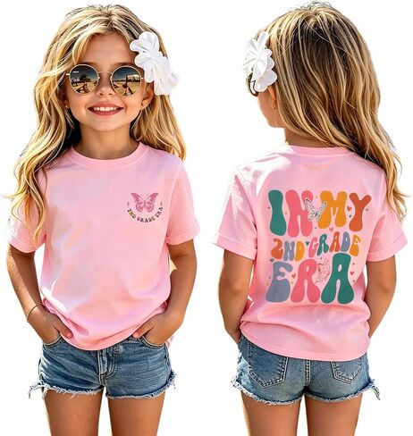 GLIGLITTR First Day of School Shirt Kids Girls in My 1st 2nd 3rd Grade Era T-Shirt Back to School Outfit Cute Graphic Tee Top in Kuwait