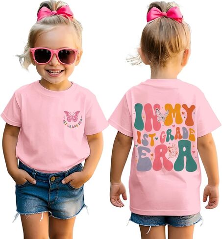 GLIGLITTR First Day of School Shirt Kids Girls in My 1st 2nd 3rd Grade Era T-Shirt Back to School Outfit Cute Graphic Tee Top in Kuwait