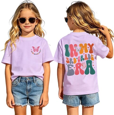 GLIGLITTR First Day of School Shirt Kids Girls in My 1st 2nd 3rd Grade Era T-Shirt Back to School Outfit Cute Graphic Tee Top in Kuwait