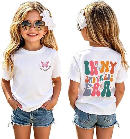 GLIGLITTR First Day of School Shirt Kids Girls in My 1st 2nd 3rd Grade Era T-Shirt Back to School Outfit Cute Graphic Tee Top in Kuwait