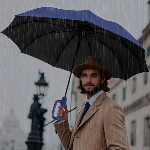 Outdoor Travel Umbrella with Carabiner Handle, Windproof Folding Portable Reverse Folding Umbrella for Men and Women in Kuwait