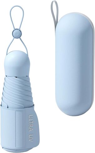 Small Compact Mini Travel Umbrella with Case - Collapsible Pocket Size for Purse, UPF 50+ UV Sun Protection & Rain, Lightweight Portable Packable Tiny Micro Umbrella for Women Kids Men in Saudi Arabia