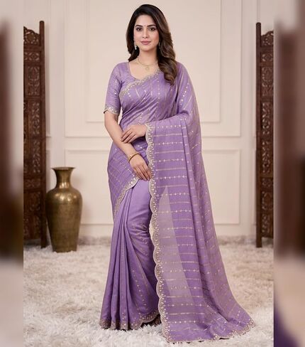 MAHEK Fancy Silk Saree Zari Sequence C-Pallu Cutwork Border sari, Partywear Wedding Wear sari in Saudi Arabia