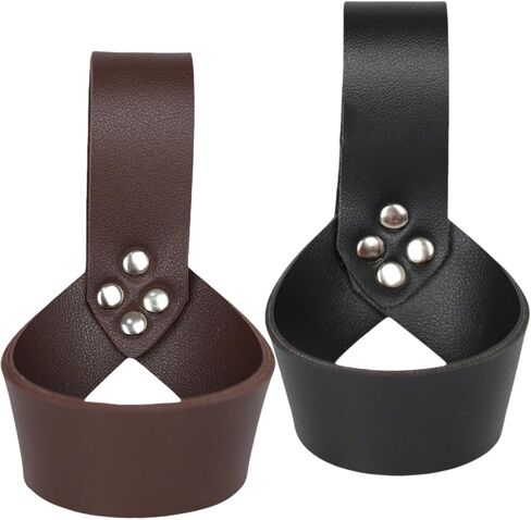 2 Pack Sword Holster, Black & Brown Sword Sheath, Leather Sword Frog Scabbard Medieval Renaissance Sword Belt Holder for Adult Men Cosplay Knight Pirate Costume in Saudi Arabia