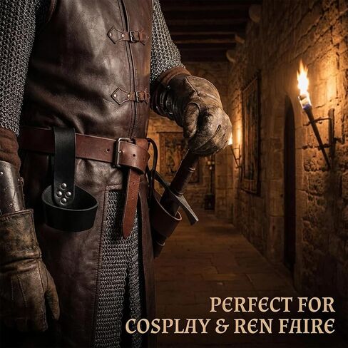 2 Pack Sword Holster, Black & Brown Sword Sheath, Leather Sword Frog Scabbard Medieval Renaissance Sword Belt Holder for Adult Men Cosplay Knight Pirate Costume in Saudi Arabia
