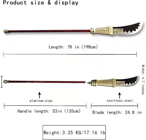 78 Inch Full Metal Whitebeard Pirate Broadsword Anime Role Playing for Collection, Display in Saudi Arabia