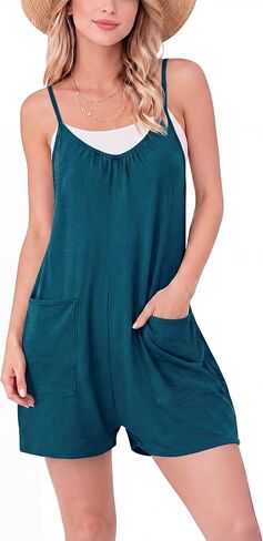 JINKESI Womens Rompers Summer Casual Loose Sleeveless Overalls Spaghetti Strap Shorts Jumpsuit 2026 Vacation Outfit in Saudi Arabia