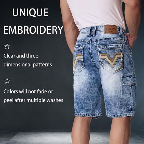 Jean Shorts Men’s Comfort Flex Waistband Jean Short Casual Denim Knee Length Washed Denim Jeans Shorts in Saudi Arabia