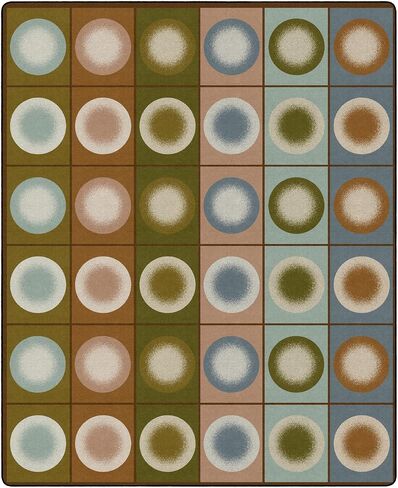 Dot Spots Classroom Rug – Kids Seating Carpet for Preschool, Daycare & Playroom, Colorful Circle Time Rug (Seats 36), Made in USA, 10'6" x 13'2", Earthtone in Kuwait