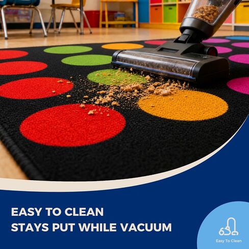 Booooom Jackson Classroom Rug - 5'x7'6'' Rainbow Spectrum Dot Preschool Classroom Carpet, Non-Slip & No-Trip Edges, Vibrant Colors for Kids Playroom Floor Mat in Saudi Arabia