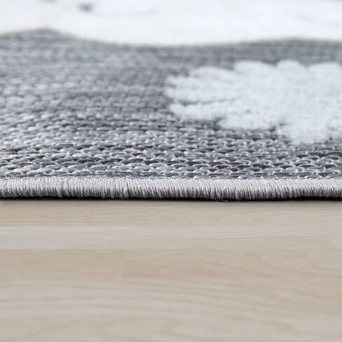 Paco Home Kids Rug Alpaca Motif Play Mat with Contour Cut in Mottled Grey, Size: 6'7" x 9'2" in Saudi Arabia