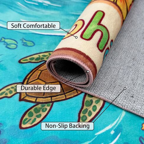 ALALAL Tropical Island Adventure Kids Play Area Rug, 7' x 5' Non-Slip Crawling Mat with Volcano & Beach Print, Large Nursery Rugs for Bedroom, Classroom, Playroom Decor in Kuwait