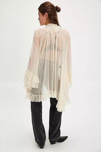 Women Long Sleeve Elegant Sheer Blouse Halter Neck Ruffled Shirt Fashion Casual Tops for Women Outerwear in Saudi Arabia