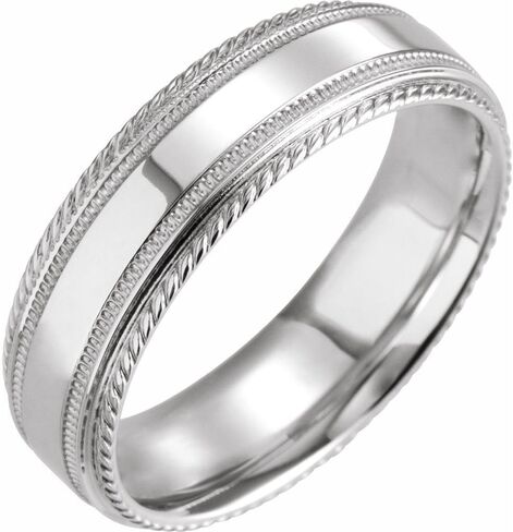 Sonia Jewels Solid 925 Sterling Silver 6mm Rope Edge Wedding Band Ring Mens Heavy Thick Classic Plain Traditional Comfort Fit Milgrain - Size 18 in Kuwait