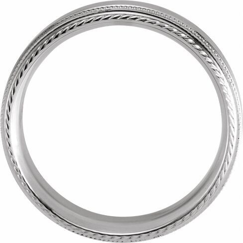 Sonia Jewels Solid 925 Sterling Silver 6mm Rope Edge Wedding Band Ring Mens Heavy Thick Classic Plain Traditional Comfort Fit Milgrain - Size 18 in Kuwait