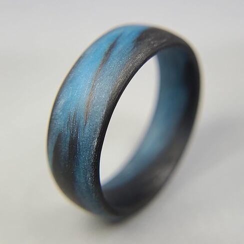 Carbon Fiber Blue Marble Glow Ring - Sizes 4-16 - Durable - Made in USA in Saudi Arabia