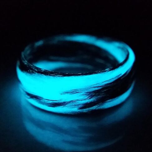 Carbon Fiber Blue Marble Glow Ring - Sizes 4-16 - Durable - Made in USA in Saudi Arabia