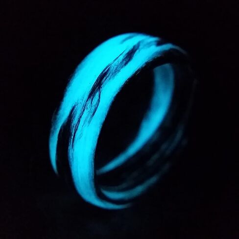 Carbon Fiber Blue Marble Glow Ring - Sizes 4-16 - Durable - Made in USA in Saudi Arabia