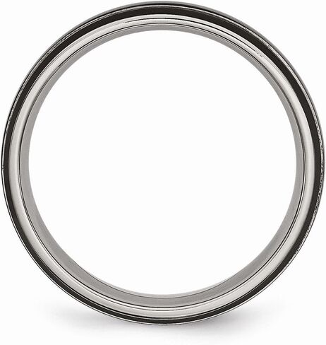 Sonia Jewels Titanium Grooved 6mm Black IP-Plated Wedding Band Ring in Saudi Arabia