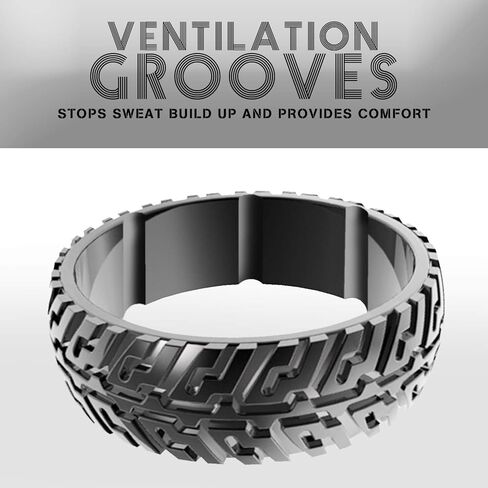 Tire Thread Design Silicone Wedding Ring for men - Revolutionize your wedding Band with our Unique silicone Rings, and comfortable for Active Lifestyles- Perfect for Heavy Duty, Athletes, Outdoor Enthusiasts - and Adventures - Order now and experience the in Saudi Arabia