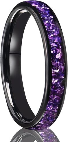 Tungsten Carbide Rings for Men and Women 8mm/4mm Men‘’s Engagement Wedding Bands Inlaid Purple Galaxy Opal Fashion and High Polish in Saudi Arabia