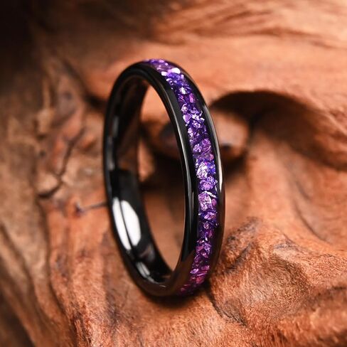 Tungsten Carbide Rings for Men and Women 8mm/4mm Men‘’s Engagement Wedding Bands Inlaid Purple Galaxy Opal Fashion and High Polish in Saudi Arabia