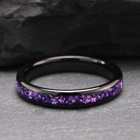 Tungsten Carbide Rings for Men and Women 8mm/4mm Men‘’s Engagement Wedding Bands Inlaid Purple Galaxy Opal Fashion and High Polish in Saudi Arabia