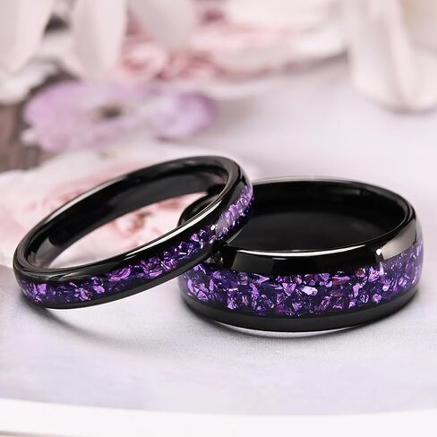 Tungsten Carbide Rings for Men and Women 8mm/4mm Men‘’s Engagement Wedding Bands Inlaid Purple Galaxy Opal Fashion and High Polish in Saudi Arabia