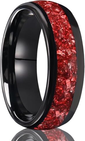 Tungsten Carbide Rings for Men and Women 8mm/4mm Men‘’s Engagement Wedding Bands Inlaid Purple Galaxy Opal Fashion and High Polish in Saudi Arabia
