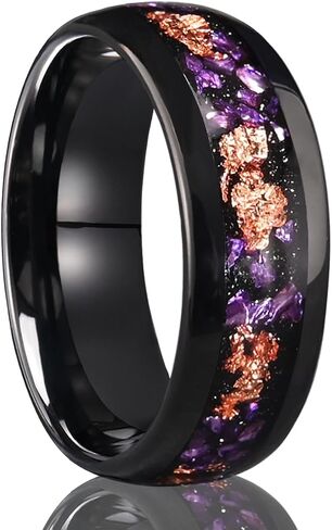 Tungsten Carbide Rings for Men and Women 8mm/4mm Men‘’s Engagement Wedding Bands Inlaid Purple Galaxy Opal Fashion and High Polish in Saudi Arabia