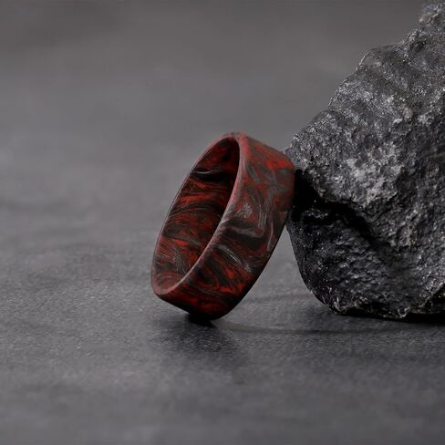 Full Carbon Fiber Matte Ring for Men,Handmade Ring Band Durable, 8mm Black with Red Men's rings Comfort Fit Size 8.5-11 in Saudi Arabia
