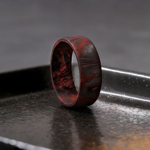 Full Carbon Fiber Matte Ring for Men,Handmade Ring Band Durable, 8mm Black with Red Men's rings Comfort Fit Size 8.5-11 in Saudi Arabia
