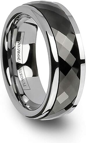 TURNTABLE Black Faceted Spinner Tungsten Wedding Band 8mm in Saudi Arabia