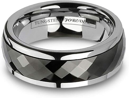 TURNTABLE Black Faceted Spinner Tungsten Wedding Band 8mm in Saudi Arabia