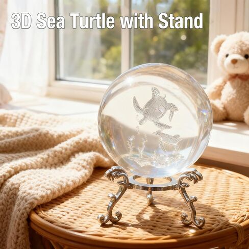 ثلاثية الأبعاد البحر Trutle كريستال الكرة مع حامل 60 مللي متر البحر Trutles ثقالة ورق زجاجية الكرة ديكور المنزل عيد ميلاد للنساء الرجال عشاق السلاحف in Saudi Arabia